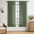 Forest Green Linen Curtains 63 Inch Length by Nanspring