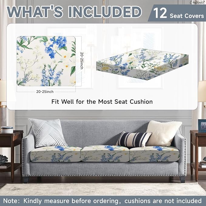 CALBODE 12 Pcs Stretch Indoor/Outdoor Seat Cushion Covers, - Image 2