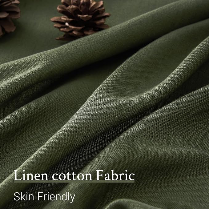 Olive Green Linen Curtains 84 Inches Long - Image 4