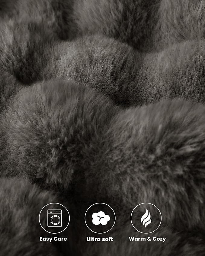 Ultra Soft Cozy Faux Fur Throw Blanket-Fuzzy Plush Thick Bubble Blanket - Image 6