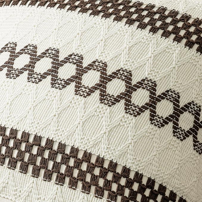 MIULEE Set of 2 Dark Brown Boho Decorative Pillow Covers 20x20 Inch | Fall - Image 4