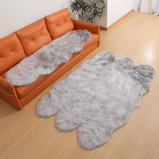 linmopm Faux Fur Sheepskin Rug, 2x6 ft Runner | Shag Fluffy Fuzzy, High-Density - Image 8