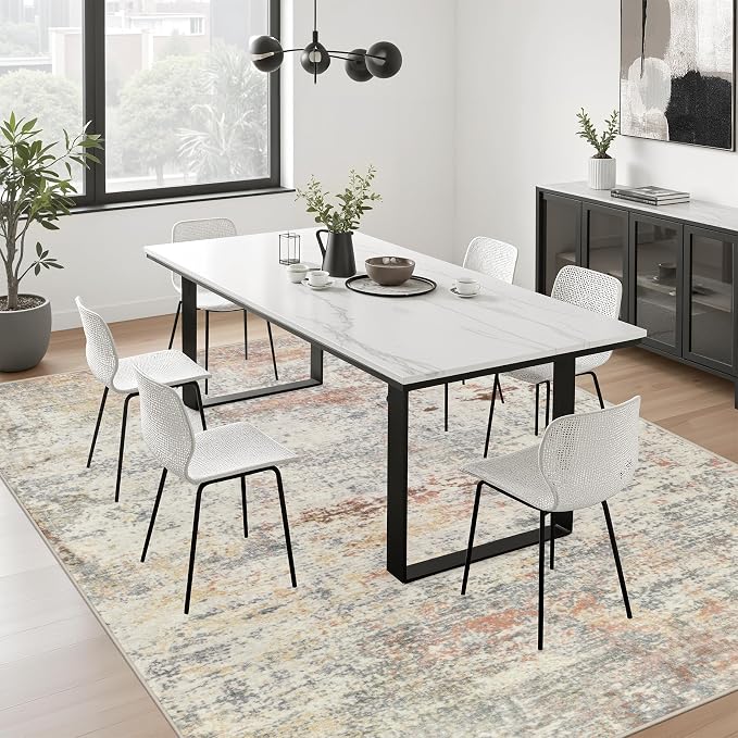 6x9 Area Rug Living Room: Modern Washable Indoor Soft Carpet Taupe | - Image 4