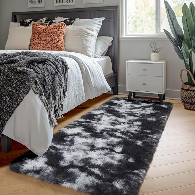 Amdrebio Black White Grey Runner Area Rug 2x6 - Image 4