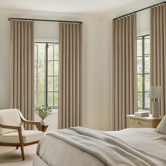 Light Brown Linen Blackout 92 Inch Curtains - Image 6