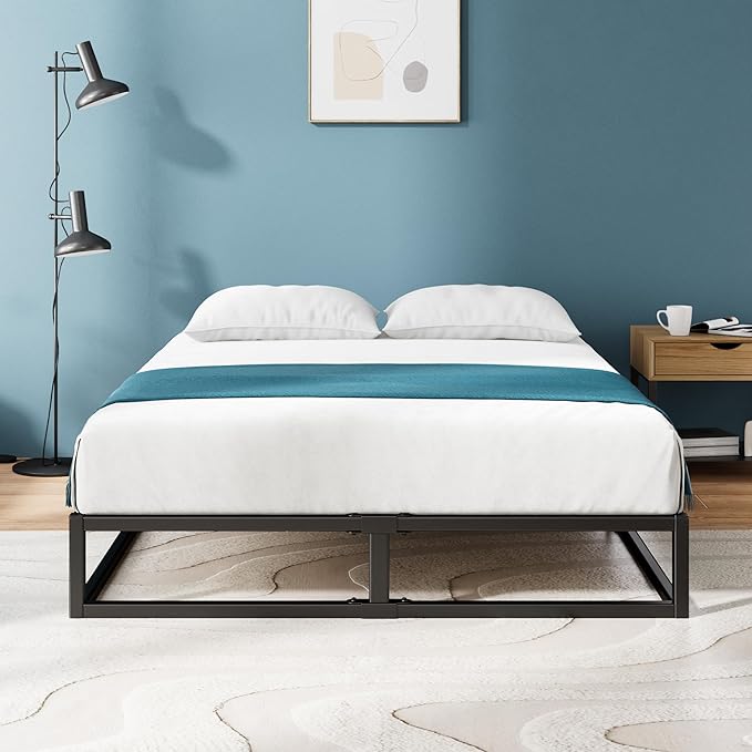Zinus Joseph 10 Inch Platform Bed Frame, Wood Slat Support, No Box Spring Needed, Eco Friendly WonderBox(TM) Packaging, Easy Assembly, Black, Queen