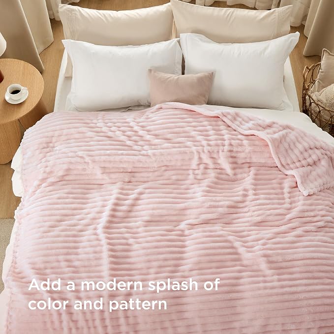 Bedsure Soft Cal Size Blanket for Bed Crystal Pink 102"x96" | Birthday Gifts - Image 3