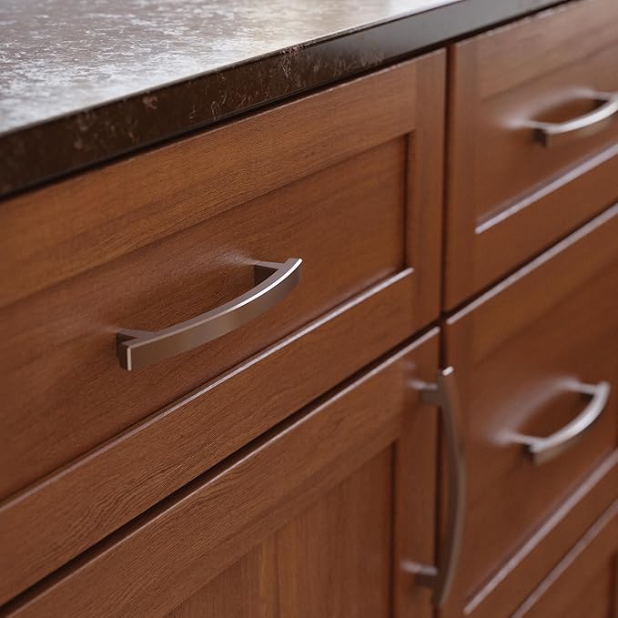 Franklin Brass (5-Pack) – Satin Nickel Cabinet Handles, 5-1/16 Inch Hole Center, Pulls for Drawers, Kitchen Cabinet Door, Dressers | Pierce