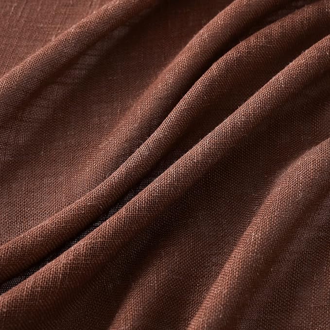 MIULEE Chocolate Brown Linen Curtains 52x84 Inch - Image 4