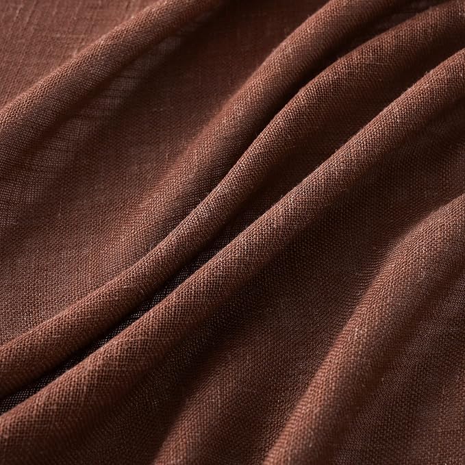 MIULEE Chocolate Brown Linen Curtains 52x90 Inch - Image 4