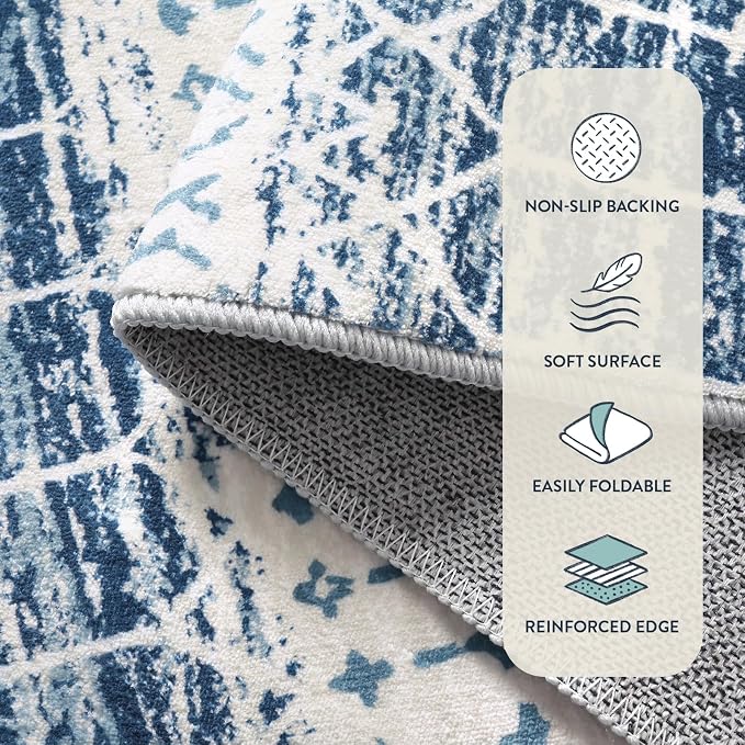Lahome Moroccan Washable Blue Runner Rug 2x6 Rug Runners - Image 6