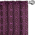Ambesonne Lattice Window Curtains, Abstract Symmetric Pattern with Geometric Elements in Pink Color Shade, Lightweight Decor 2-Panel Set with Rod Pocket, Pair of - 28" x 63", Brown Magenta