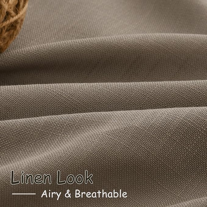 Dark Taupe Linen Sheer Curtains 54 Inch Length 2 Panel Set Back Tab Rod Pocket - Image 5