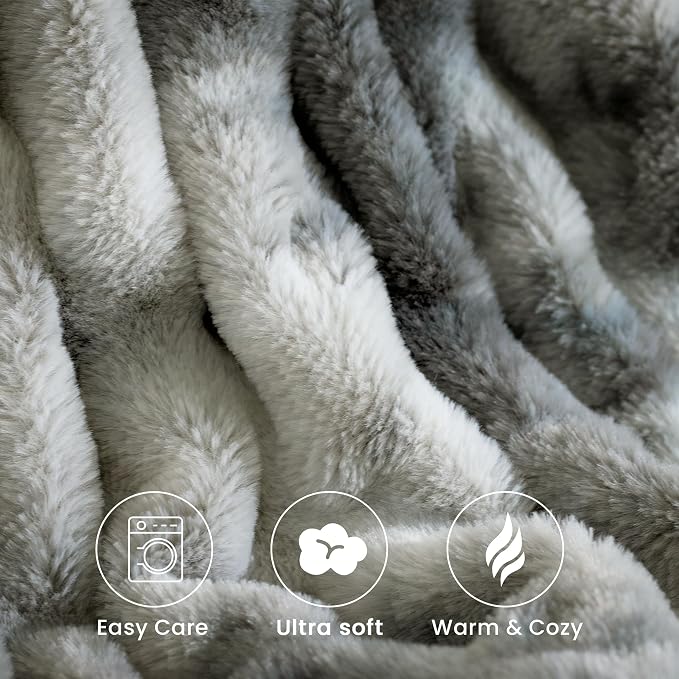 Ultra Soft Cozy Faux Fur Throw Blanket, Fuzzy Plush Thick Bubble Blanket - Image 5