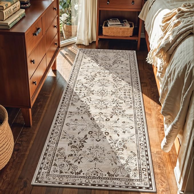 Yamaziot 2x6 Washable Hallway Runner Rug Non Slip Floral Carpet, Stain Resistant - Image 3