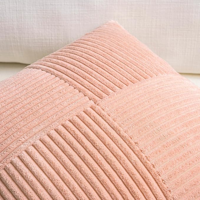 Fancy Homi 2 Packs Peach Lumbar Decorative Throw Pillow Covers 16x28 Inch - Image 3