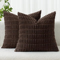 MIULEE Corduroy Decorative Throw Pillow Covers 18x18 Dark Brown Pack of 2 | by MIULEE
