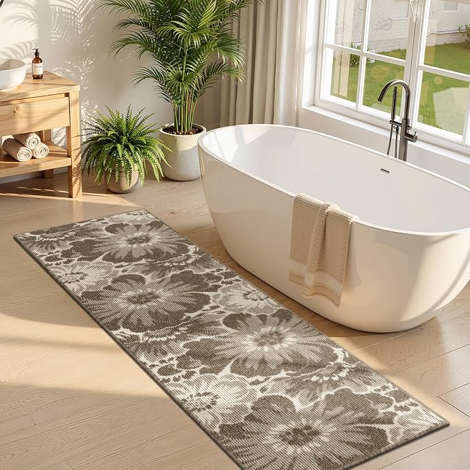 Findosom Hallway Runner Rug 2x6, Non Slip High-Low Textured Floral Washable - Image 8