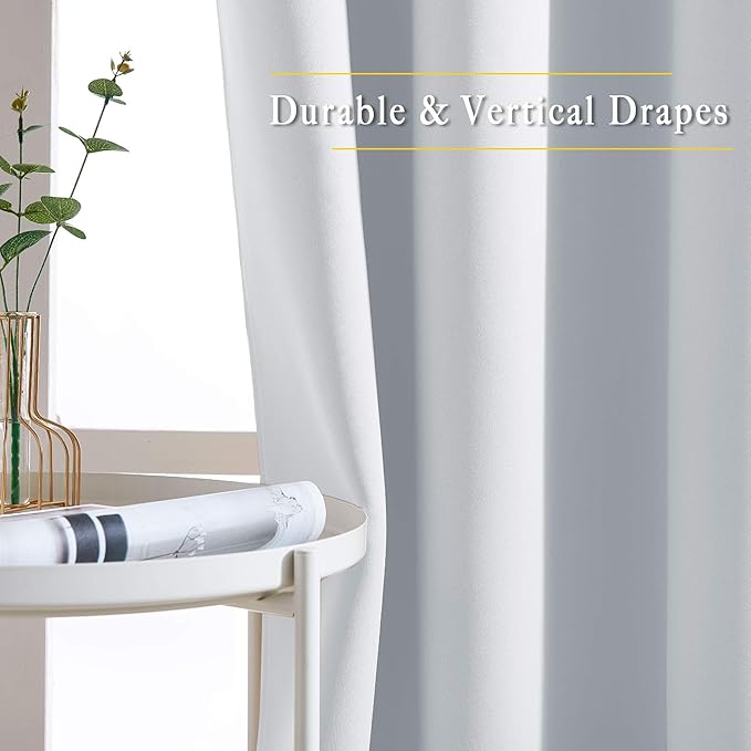 NICETOWN Room Darkening Curtain Panels - Home Fashion Ring Top Thermal Insulated Darkening Curtains for Bedroom/Living Room (2 Panels, 46" Wide by 90" Long, Greyish White)