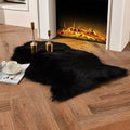 duduta Black Faux Fur Rug 2x3 ft, Small Fluffy Bedside Rug Seat Covers | Shag by duduta