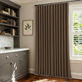 120 Inch Pinch Pleat Brown 100% Blackout Thick Linen Curtains by Twodrapes