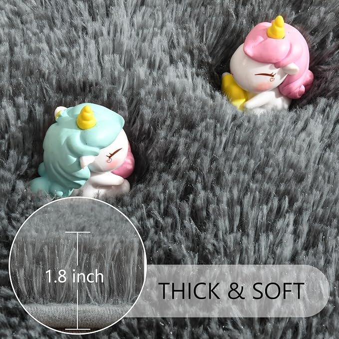4x6 Grey Fluffy Soft Area Rug Non-Slip - Image 4