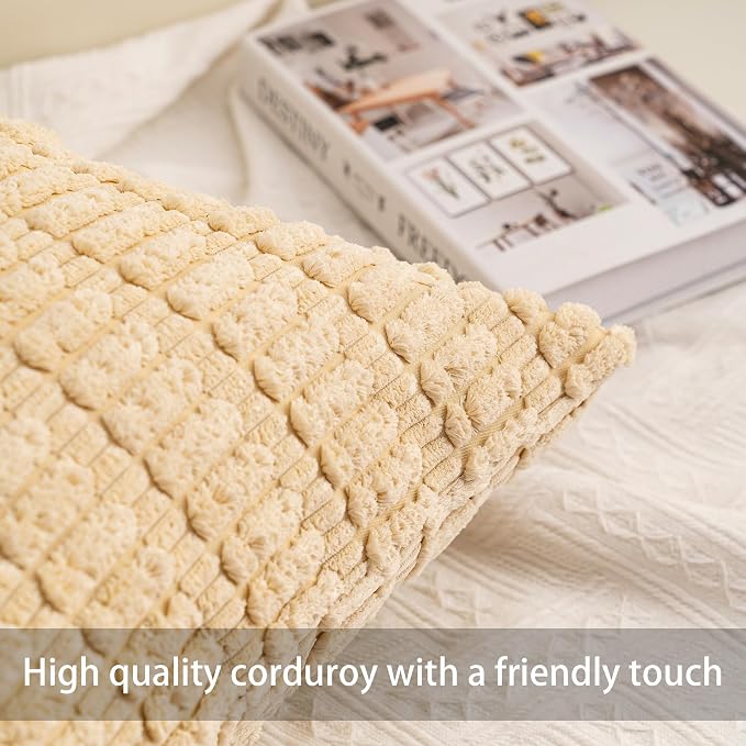 Aegero Pack of 2 Corduroy Decorative Throw Pillow Covers 18x18 Inch - Image 2