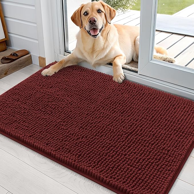 OLANLY Dog Door Mat for Muddy Paws 36x24, Super Absorbent Chenille Mud Mat | by OLANLY