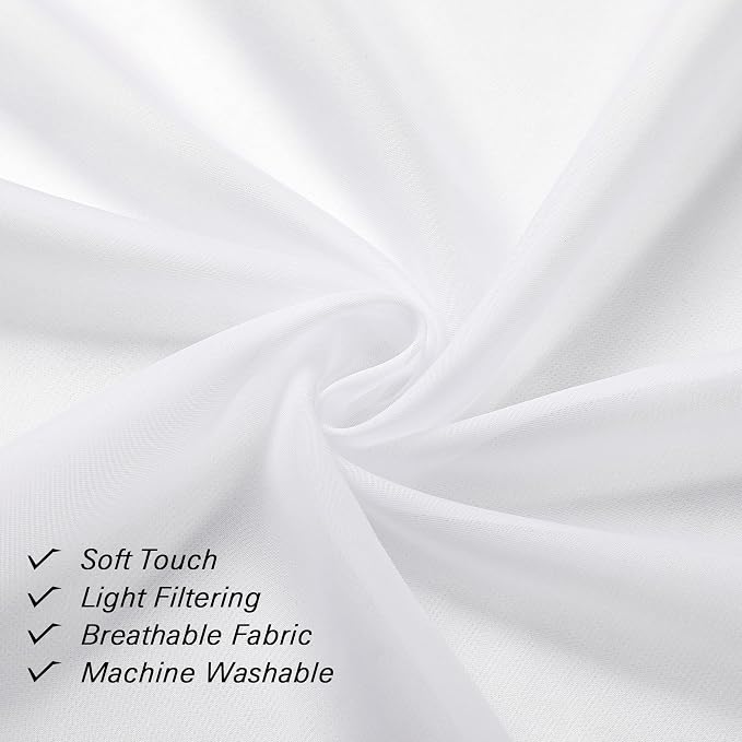 Short Sheer Curtains 54 Inches Length 2 Panels, Light Filtering Voile Curtain - Image 6