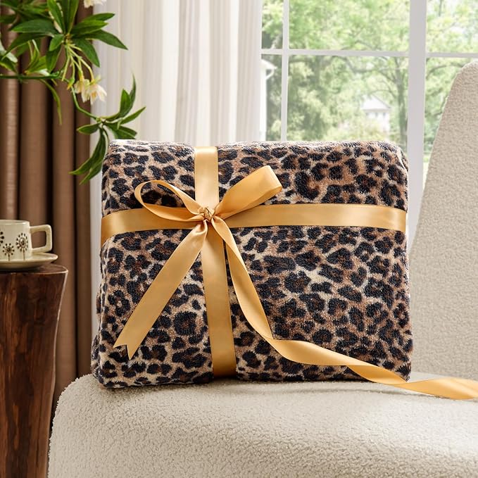 BEDELITE Fleece Blanket Soft Plush Twin Size Blanket Brown Leopard 60"x80" | - Image 5