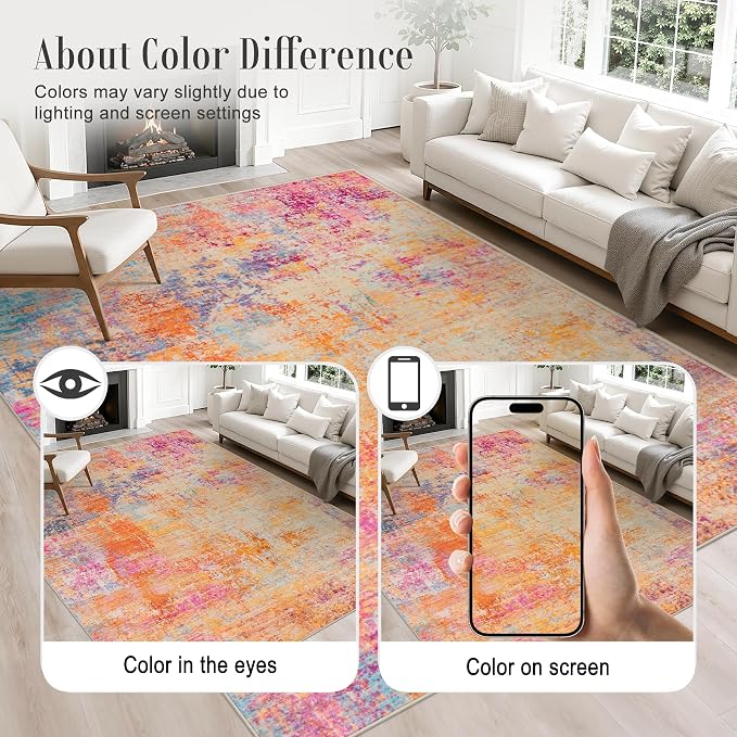 2.6x14 Washable Runner Rug:Modern Abstract Soft Carpet Galaxy Haze | - Image 4