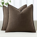 MIULEE Decorative Linen Pillow Covers 18x18 Inch Dark Coffee Chocolate | Boho by MIULEE