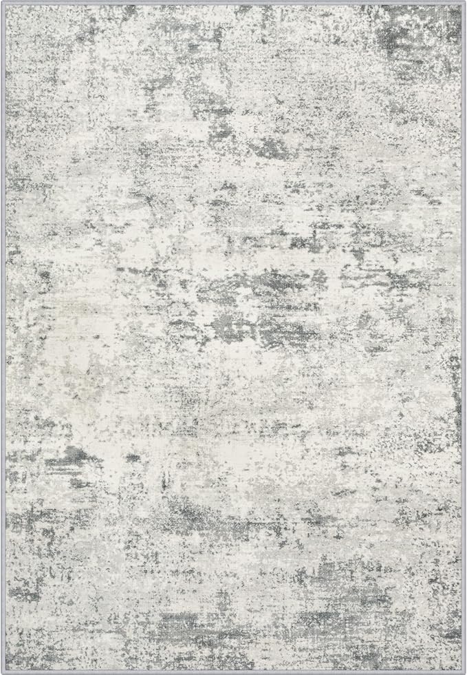 Area Rug Living Room: 6x6 Modern Washable Indoor Soft Carpet Gray | by FXRHLP