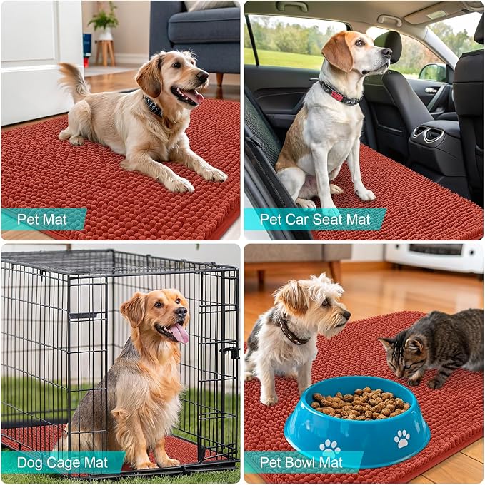 OLANLY Dog Door Mat for Muddy Paws 59x35, Super Absorbent Chenille Mud Mat | - Image 7