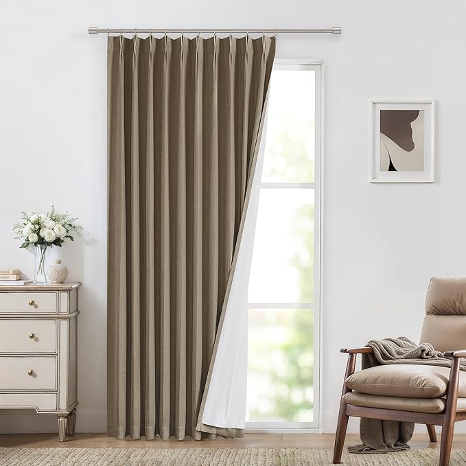 Vision Home Brown Pinch Pleated Full Blackout Curtains Linen Blended 60 inch by VisionHome