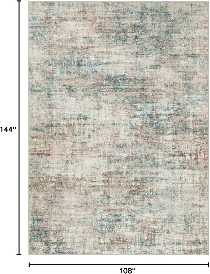 9x12 Area Rugs for Living Room: Washable Abstract Multi Color Carpet | Non-slip - Image 2