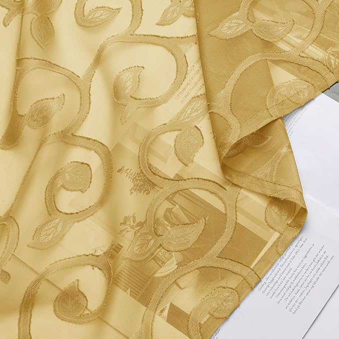 Furman Sheer Curtains 45 Inch Length 2 Panels Set, Elegant Geometric Jacquard - Image 5