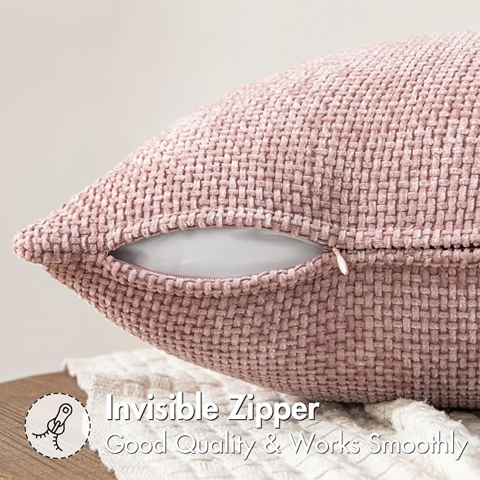 MIULEE Decorative Couch Throw Pillow Covers 20x20 Inch Pink 2 Pack | Modern - Image 5
