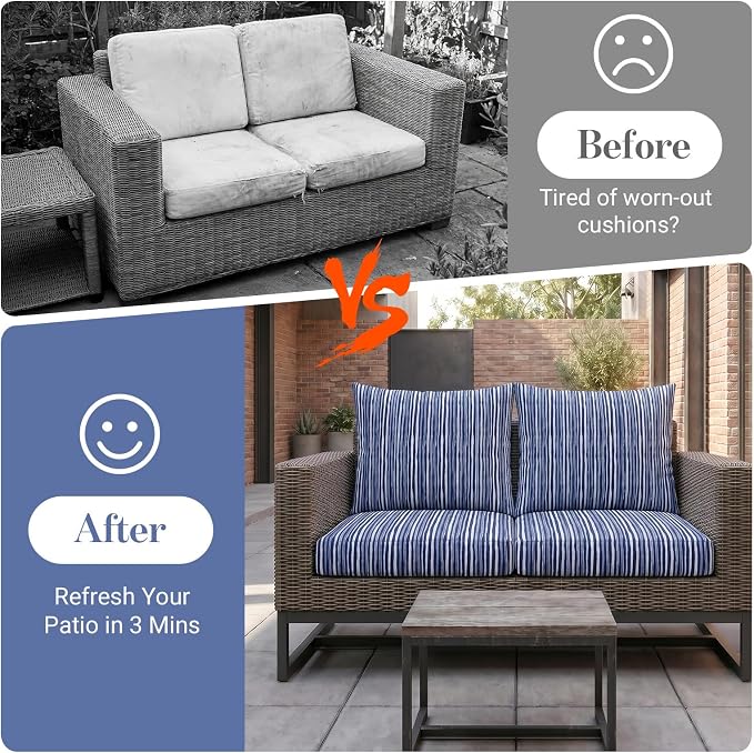 4Pcs Patio Cushion Covers Stretch Outdoor Furniture Protector Slipcovers | - Image 4
