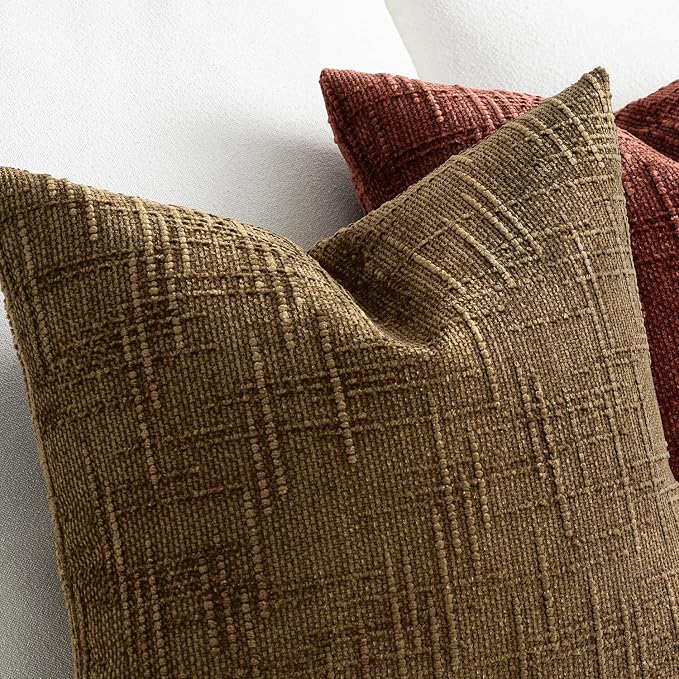 MIULEE Chenille Textured Fall Throw Pillow Covers Bronze 18x18 Set of 2 | - Image 3