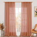 95 Inches Long Terracotta Linen Curtains by LAMIT