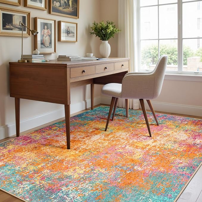 RELEANY Washable 4'x6' Abstract Area Rug - Image 5