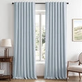 MIULEE 100% Blackout Linen Curtains 42 x 96 Inch Chambray Blue 2 Panels | by MIULEE