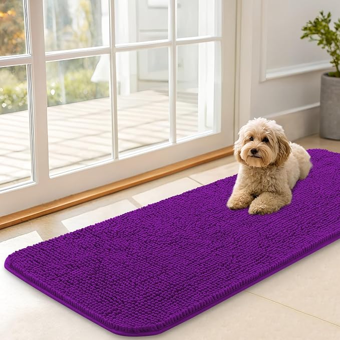OLANLY Dog Door Mat for Muddy Paws 47x17, Super Absorbent Chenille Mud Mat | by OLANLY
