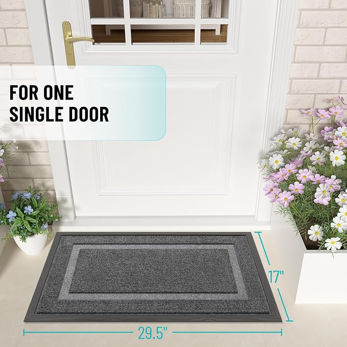 OLANLY Front Door Mat Outside 29.5x17, All-Season Heavy-Duty Rubber Doormat | - Image 2