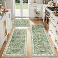 Yamaziot 2x3+2x4+2x5Ft Washable Kitchen Rug Set of 3 Non Slip, Sage Green | by Yamaziot