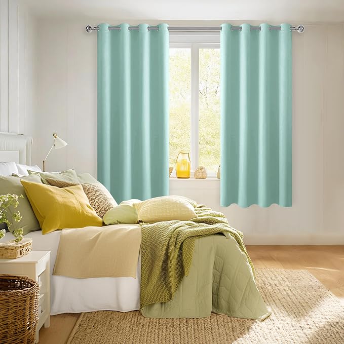Blackout Curtains for Bedroom, 52 x 63 Inches Length, Aqua | Thermal Insulated - Image 2