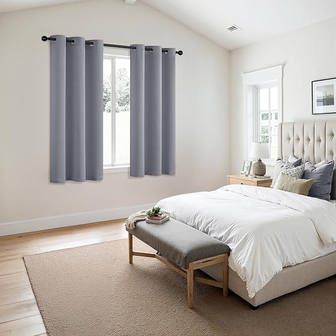 MIULEE Blackout Curtains for Bedroom 2 Panels 40 x 45 Inch Long Silver Grey | - Image 6