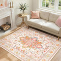 RELEANY Washable Area Rug, Water Repellent, Pet Friendly, Vintage Floral Boho by RELEANY