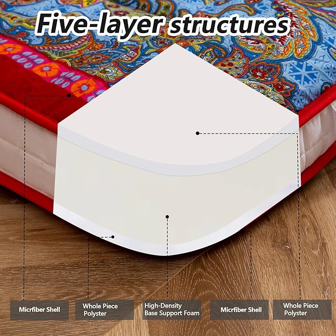MAXYOYO Full Size Futon Floor Mattress Shikibuton Sleeping Mats for Adults, Floor Futon with High-Density Foam, Portable Mattress for Living Room, Guest Room, Bohemian C